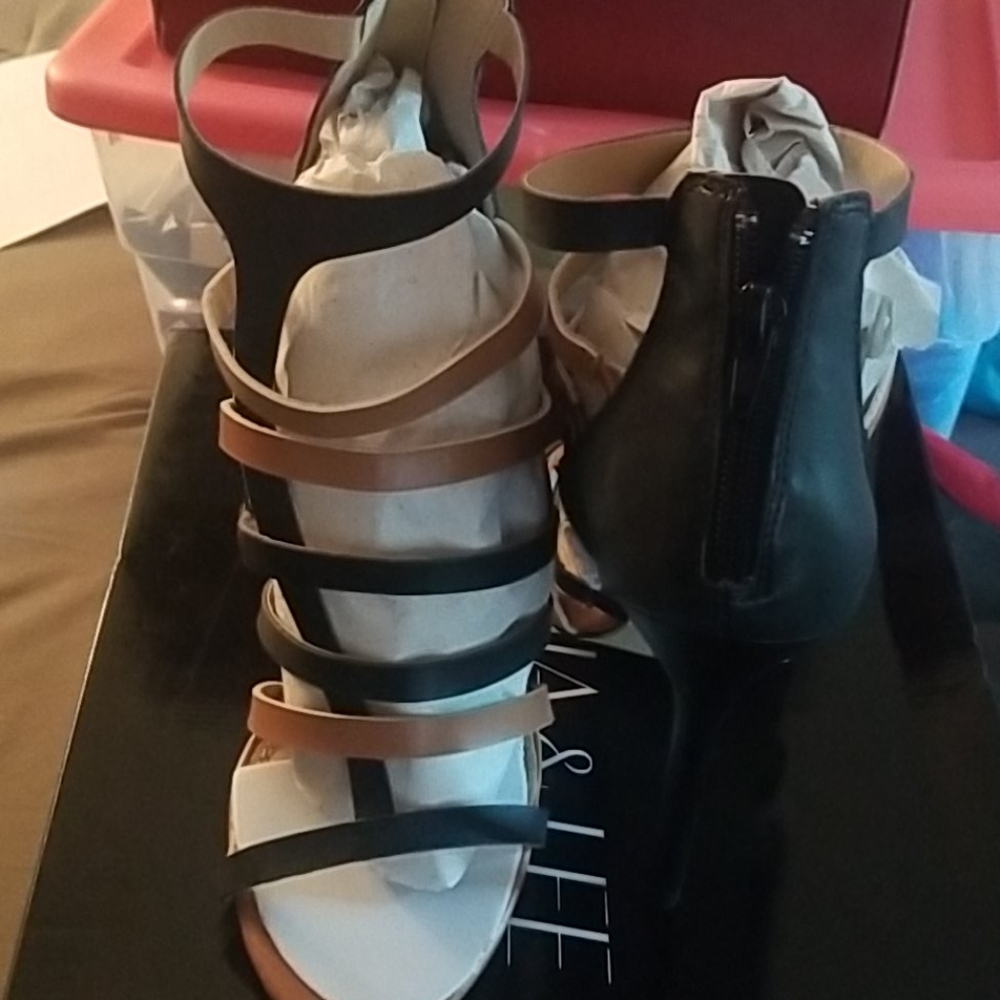 New Black & camel stilettos